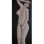 20th century, a life study of a pregnant lady, oil on artist's board, 122 x 123 cm (unframed), and