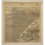 Surrey. A Van Langeren map of Surrey, with distances, mounted, 12 x 11 cm, a coloured map of Hamp-