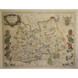 Surrey. A Willem Blaeu coloured map, Surria Vernacule Surrey, mounted, 40 x 51 cm