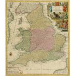 England. A Seutter's coloured map, Britanniae sive Angliae Regnum, 58 x 49.5 cm See illustration