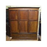 An Edwardian inlaid mahogany three door wardrobe, 188 cm wide Report by RH H - 208 cm, W - 180 cm, D