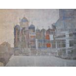 Brian Robb, Venetian Church Square, oil on canvas, signed, label verso, 75.5 x 101.5 cm
