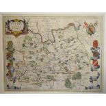 Surrey. A Willem Blaeu coloured map, Surria Vernacule Surrey, mounted, 39.5 x 51 cm Folded