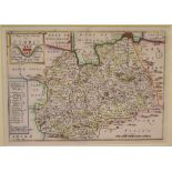 Surrey. A Robert Morden coloured map, mounted, 18 x 21.5 cm, and a Richard Blome tinted map, Surrey,