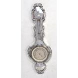 A late Victorian/Edwardian novelty silver miniature barometer, with thermometer, marks rubbed, 20.