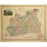 Surrey. A Thomas Dix coloured map, A New Map of the County of Surrey, Divided into Hundreds, with