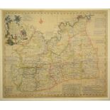 Surrey. An Emanuel Bowen tinted map, An Accurate Map of the County of Surrey, Divided into Hundreds,