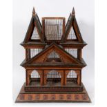 A 19th century birdcage, with painted decoration, 81 cm wide See illustration