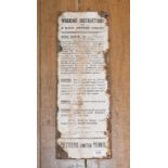 A Petter Engine 5 BHP working instructions enamel notice board, 51 x 18 cm