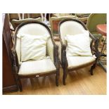 A pair of Continental armchairs, with swan arms (2)