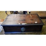 An 18th century Indo-Dutch rosewood box, with brass carrying handles, 58 cm wide Report Hinges