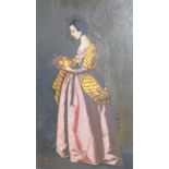 F Zamora, after Zurbaran, S Dorotea, 28.5 x 17 cm, and a pair of similar full length portraits by