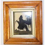 A silhouette, Mr Stern at the spinet, 12 x 10 cm, in a maple frame