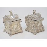 A pair of Rococo style plated tea caddies, 13 cm high (2) Modern