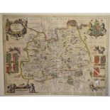 Surrey. A Jan Jansson coloured map, Surria Vernacule Surrey, mounted, 39 x 51 cm Folded