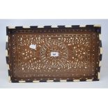 An Indian inlaid rosewood tray, decorated foliage, 46 cm wide