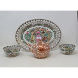 A Chinese famille rose part rice set, other ceramics and oriental items (qty)