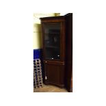 An inlaid mahogany corner cupboard, the single glazed door above a panel door, 71 cm wide