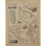 The Mediterranean. A John Tallis tinted map, British Possessions in the Mediterranean, mounted, 36 x