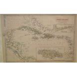 West Indies. A Blackie coloured map, West Indies, mounted, 31.5 x 38 cm, a coloured map, the West