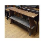 A pair of walnut forms or benches, 154 cm wide (2) Report by GW Height of the benches are 45 cm