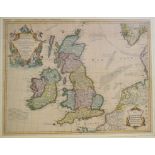 British Isles. A Covens and Mortier's coloured map based on the 1702 De L'Isle map, Les Isles