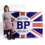 A large enamel advertising sign, BP Motor Spirit, 184 cm wide See inside front cover colour