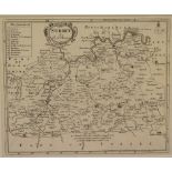 Surrey. A Robert Morden map, Surrey, mounted, 18 x 21.5 cm, and a Richard Blome coloured map,