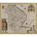 Lincolnshire. A Blaeu coloured map, Lincolnia Comitatus Anglis Lincoln Shire, 42.5 x 55 cm See