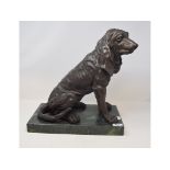 A bronze figure of a hound dog, on a marble base, 39 cm high Modern