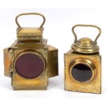 A J & R Oldfield Dependence brass bodied rear oil lamp for veteran or vintage cars, having a