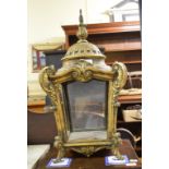 An 18th century style carved giltwood lantern, of tapering square form, 65 cm high (over hook)