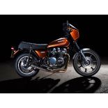 A 1977 Kawasaki Z650R, registration number TNT 306R, cola. This Z650 has been restored to a very