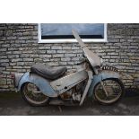 A 1958 Velocette LE200 Mk 3 project, registration number TFK 922, frame number 1580/34, grey/blue.