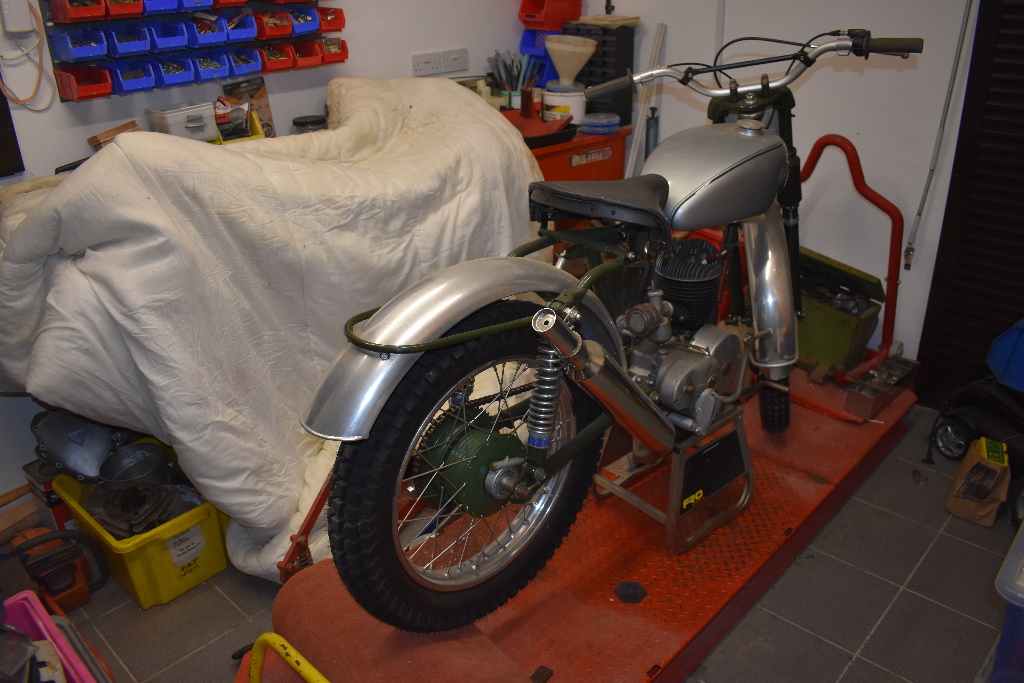 A pre 65 Francis Barnett 197cc trials, unregistered, silver and green. This restored trials bike - Image 5 of 6