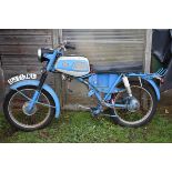 A 1973 Jawa 90 Roadster restoration project, registration number UJT 138L, blue and white. This