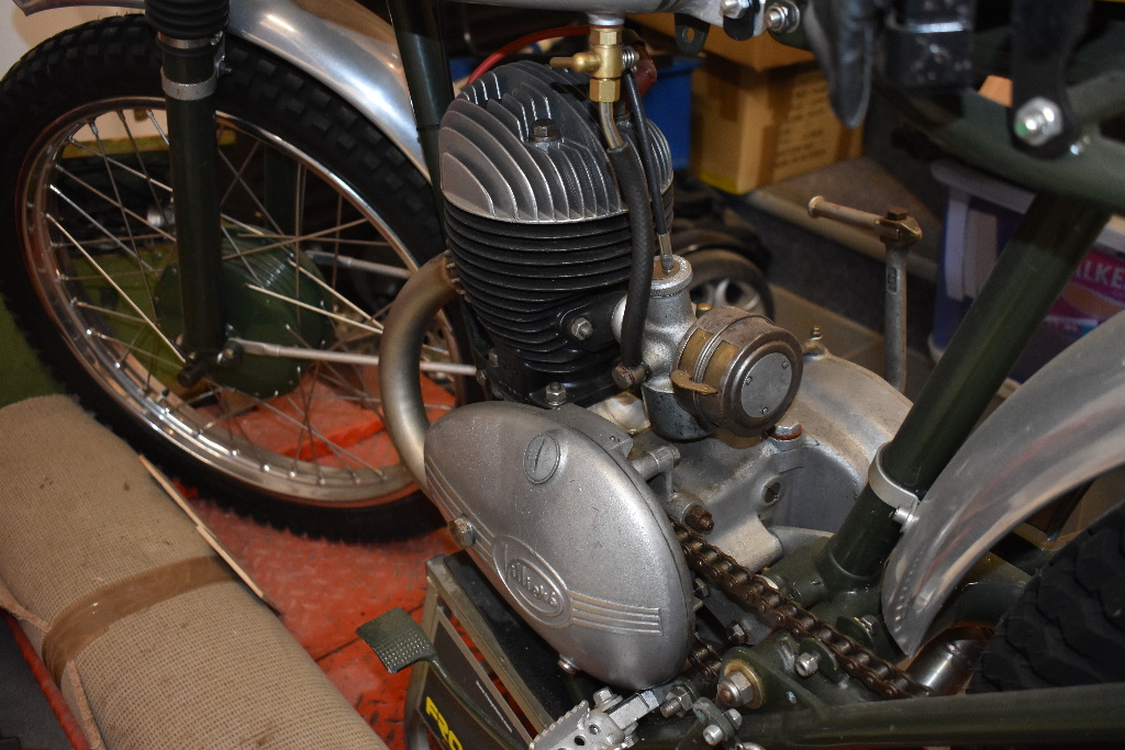 A pre 65 Francis Barnett 197cc trials, unregistered, silver and green. This restored trials bike - Image 3 of 6