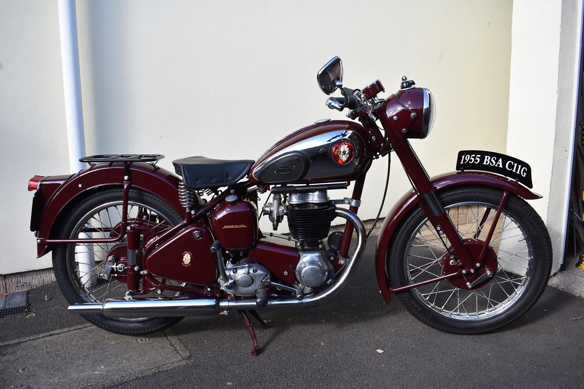 A 1955 BSA C11G, registration number KVS 733, frame number 14515GL, engine number BC11G19649,