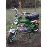 A 1972 Honda Trail 70, registration number BRU 469K, green. Having formed part of a private