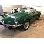 A 1972 Triumph Spitfire Mk IV, registration number LNV 764L, British Racing Green. Finished in the