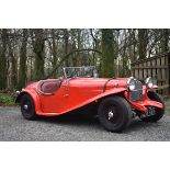 A 1953 registered Riley/Alfa Romeo special, registration number NLN 849, red. This beautifully