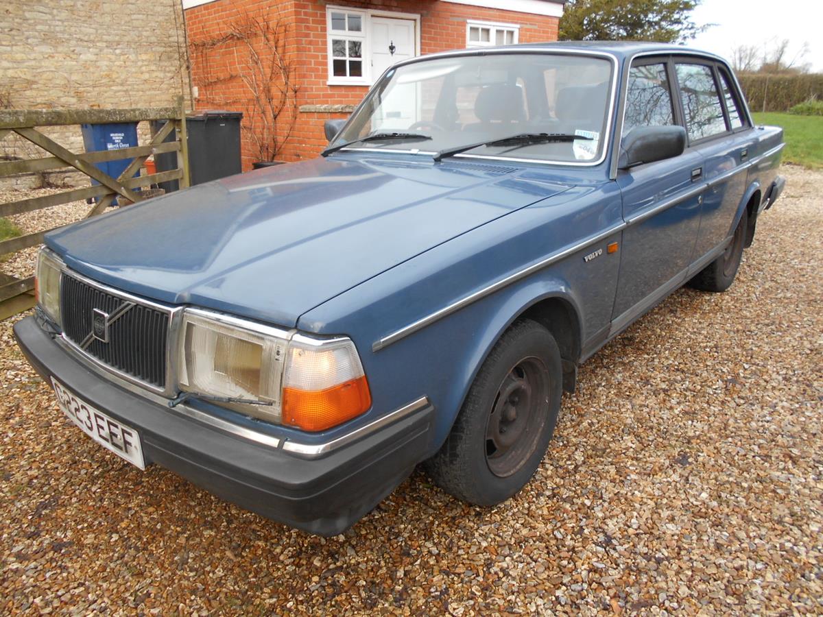 A 1990 Volvo 240 GL, registration number G223 EEF, blue. This rare manual 240 GL saloon is now a