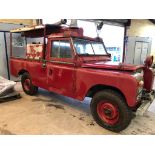 A 1964 Land Rover Series IIA 109 LWB fire engine project, no paperwork, red. This very original fire