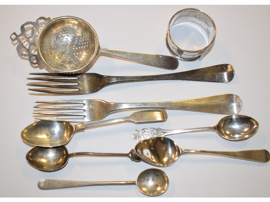 EXTRA LOT: A George III silver picture back tablespoon, Thomas Wallis, London 1769, other silver, - Image 2 of 4