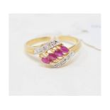 A 9ct gold, ruby and diamond ring, approx. ring size P Report by NG Modern
