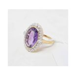 A 9ct gold, opal, amethyst and diamond cluster ring, approx. ring size P Report by NG Modern