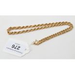 A 9ct gold rope twist necklace, approx. 12.4 g (all in)