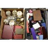 Assorted silver plate, jewellery boxes and other items (2 boxes)