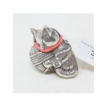 A novelty silver pincushion, in the form of a kitten with a ball of wool, 4.5 cm high Report by NG