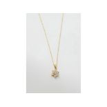 An 18ct gold and diamond flowerhead pendant, on a 9ct gold chain Report by NG Modern